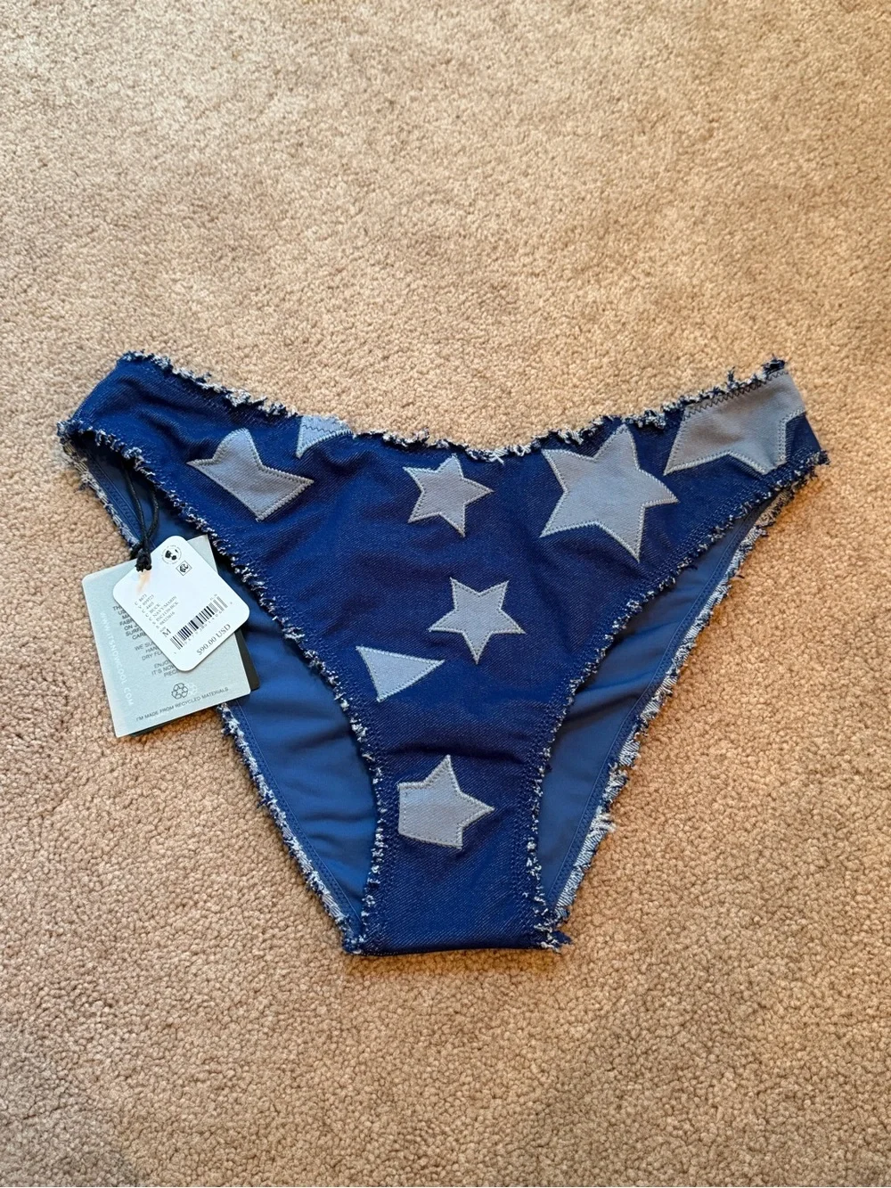 NWT new medium free people it’s cool now high curve denim star bikini bottom